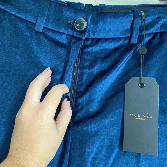 Rag & Bone Libby Velvet Cropped Pants Denim Blue Size 4 - Picture 11 of 15